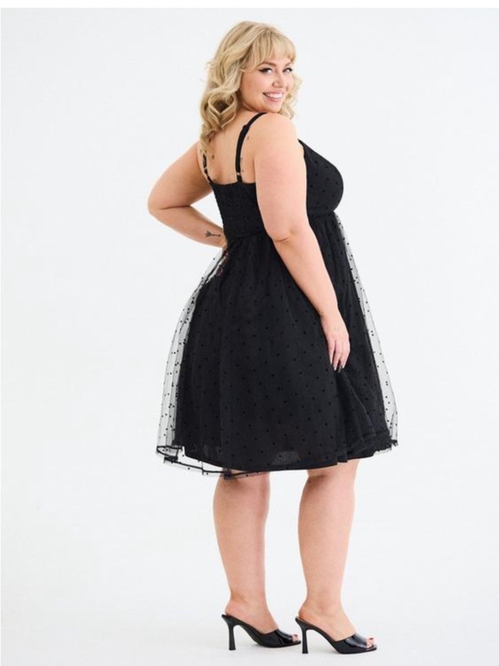 torrid Black Polka Dot Tulle Mini Dress - Picture 2 of 5